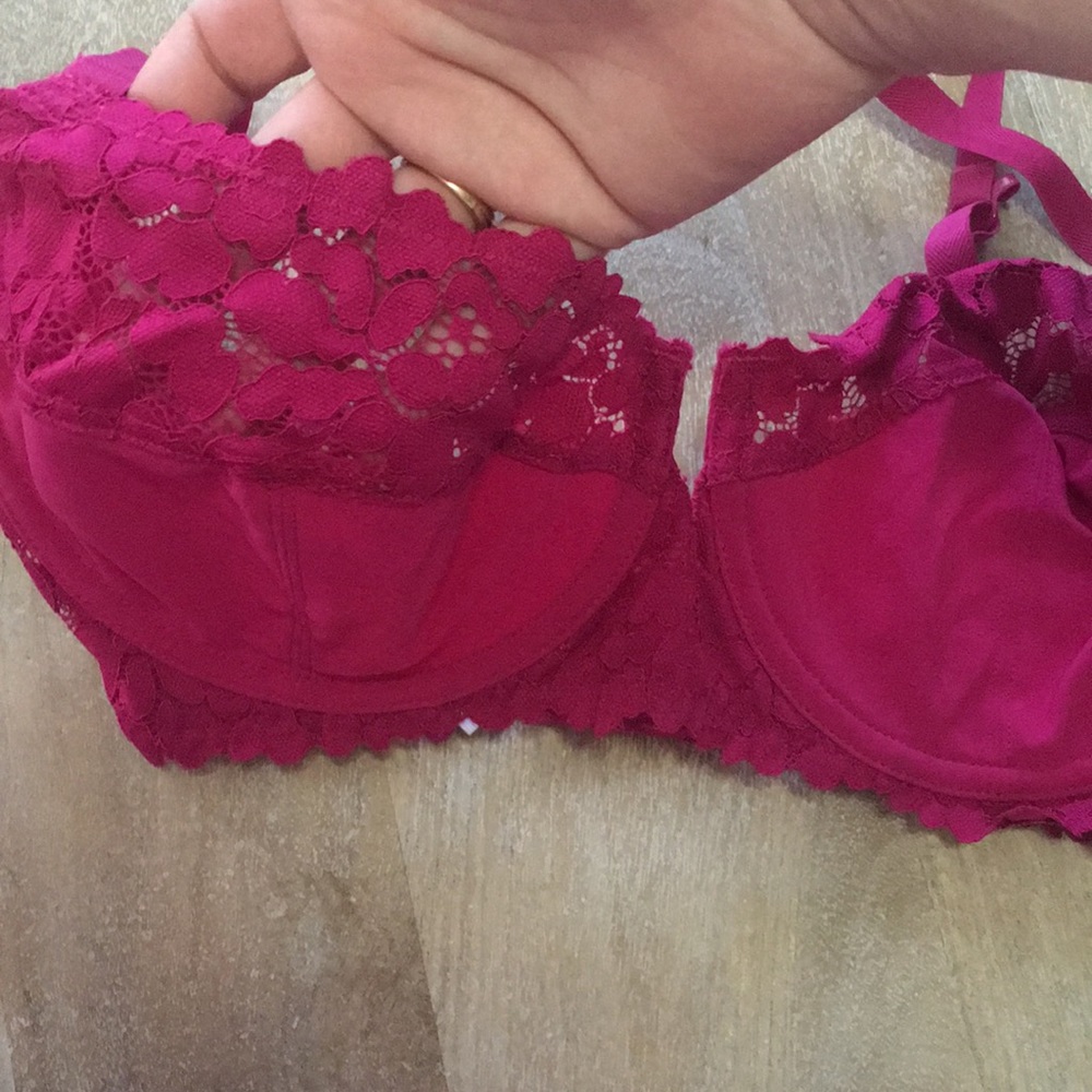 Hot pink heart lace bra